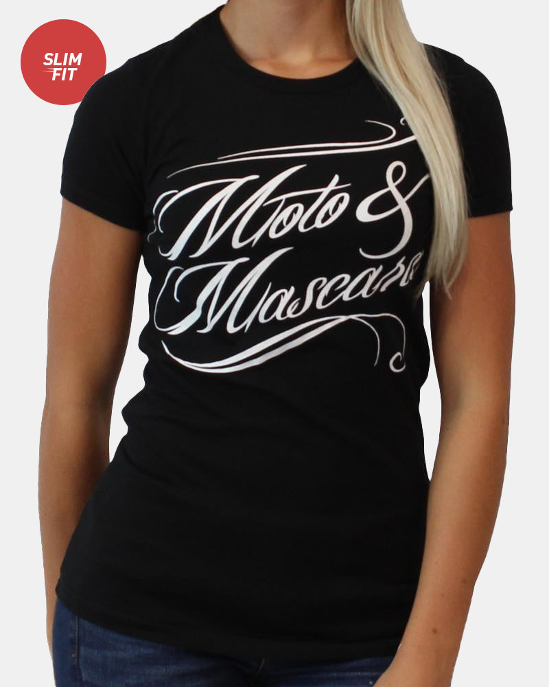 Womens Moto and Mascara Tee - Black
