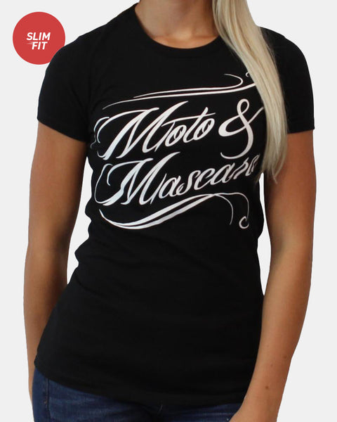 Womens Moto and Mascara Tee - Black