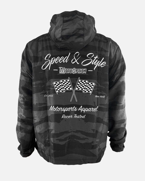 Speed and Style Windbreaker Jacket - Black Camo