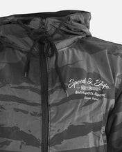Load image into Gallery viewer, Speed and Style Windbreaker Jacket - Black Camo

