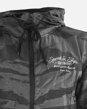 Load image into Gallery viewer, SPEED &amp; STYLE WINDBREAKER JACKET - BLACK CAMO

