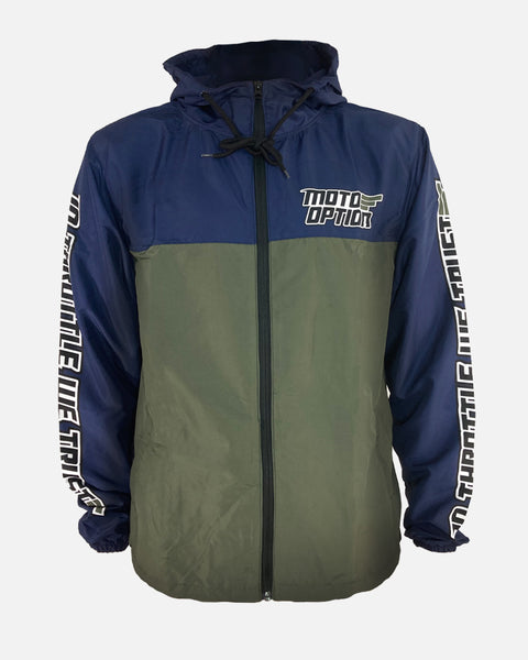 Stacked Windbreaker Jacket - Green and Navy