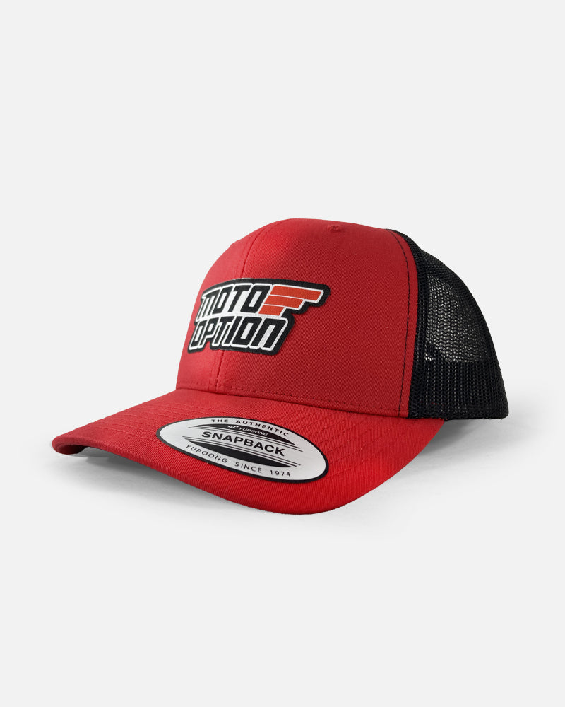 STACKED TRUCKER HAT - RED/BLACK