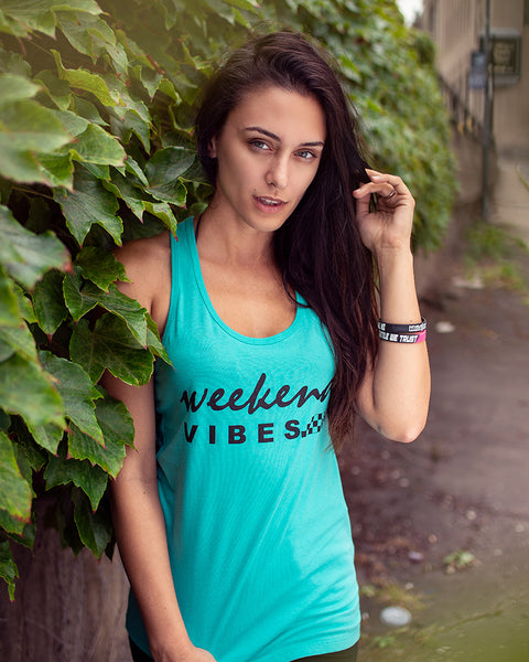 Womens Weekend Vibes Tank - Teal