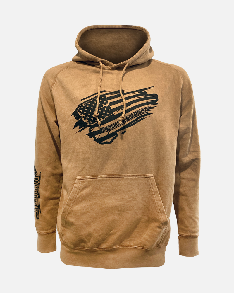 Men's brown wave the flag hoodie sweatshirt