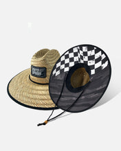 Load image into Gallery viewer, Stacked Checkers Straw Hat - Black and White
