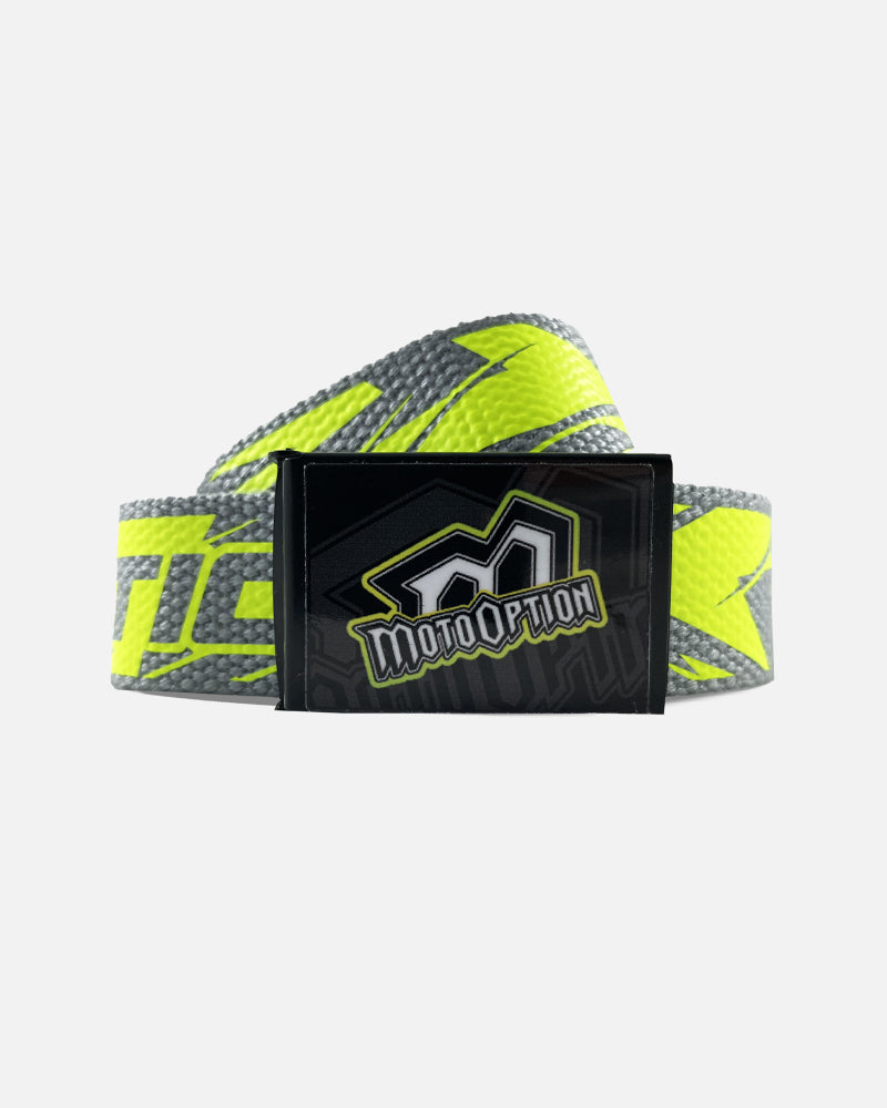 BROKEN WEBBING BELT - GRAY / NEON YELLOW